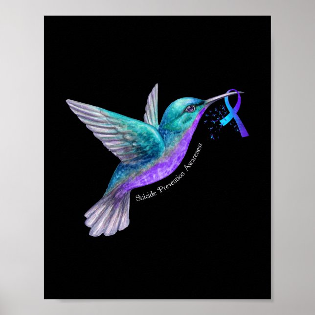 Affiche Hummingbird Purple Blue Ribbon Prévention du suici (Devant)