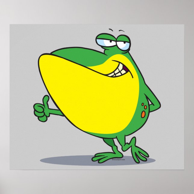 Affiche humoriste pouce en haut grenouille caricature (Devant)