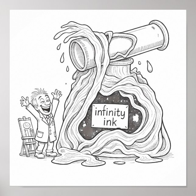 Affiche Humorous Cartoon Infinity Ink Decoupage Line Art (Devant)