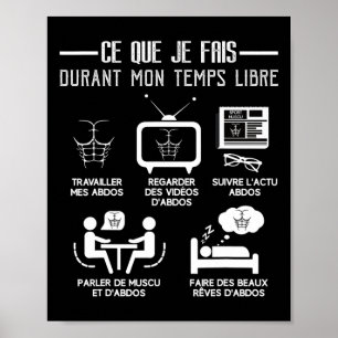 Affiche Humour Abs Bodybuilding Temps libre Travail 6 pack