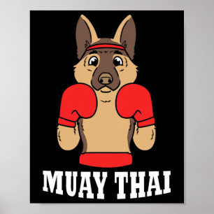 Affiche Humour animalier boxe thaïlandaise kickboxing drôl