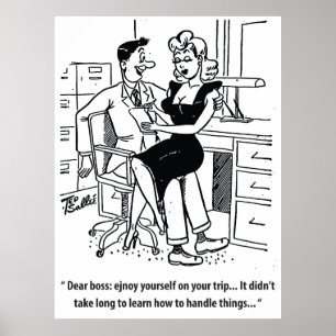 Affiche Humour au bureau, homme et jolie femme