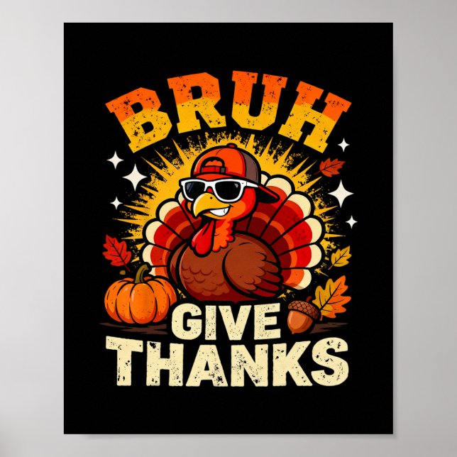 Affiche Humour Bruh Remercier Drôle Thanksgiving Dinde B (Devant)