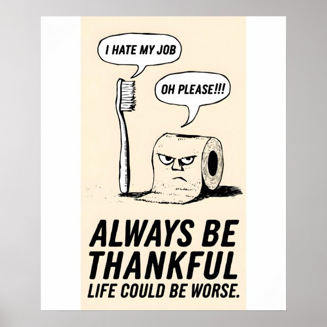 Affiche Humour de bureau amusant : Toothbrush & Toilet Pap (Devant)