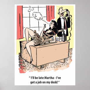 Affiche Humour de bureau, travail sur le bureau et mari in