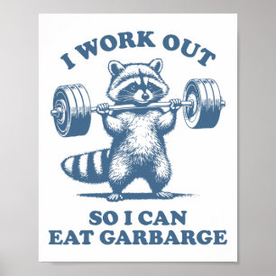 Affiche Humour de gym de raton laveur drôle Je fais du spo