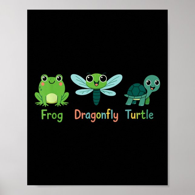Affiche Humour de la tortue des libellules de grenouille s (Devant)