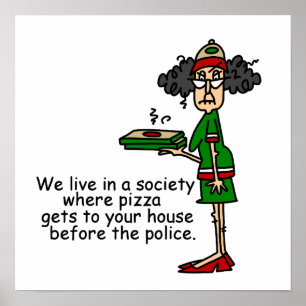 Affiche Humour de livraison de pizza