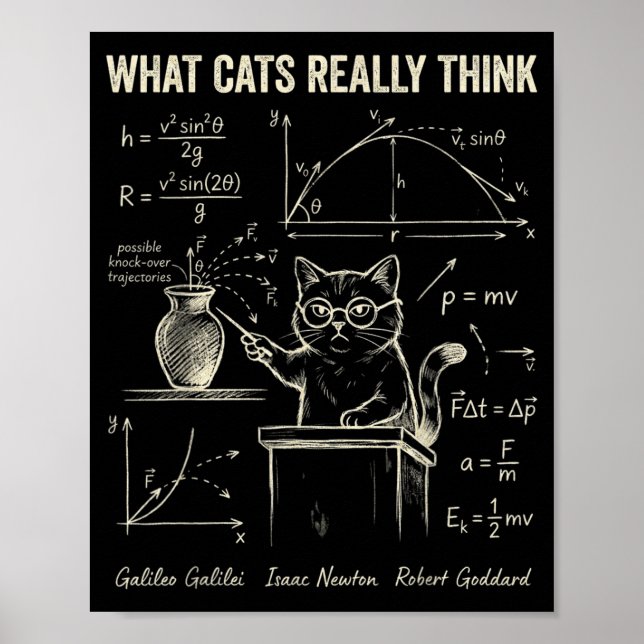 Affiche Humour de physique de chat drôle Ce que les chats  (Devant)