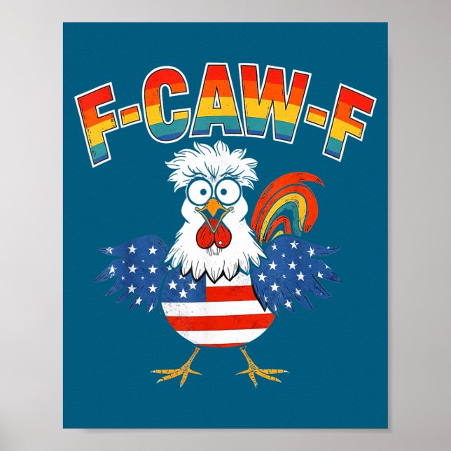 Affiche Humour de poulet drôle F Caw F (Devant)