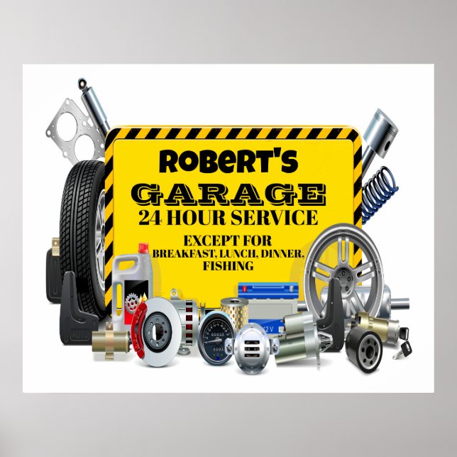 Affiche Humour du panneau Garage (Devant)