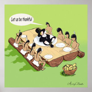 Affiche Humour foncé drôle Amérindien Thanksgiving