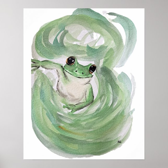 Affiche Humour magique grenouille Aquarelle Froggy (Devant)
