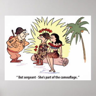 Affiche Humour Militaire, Soldat avec une jolie femme, Drô