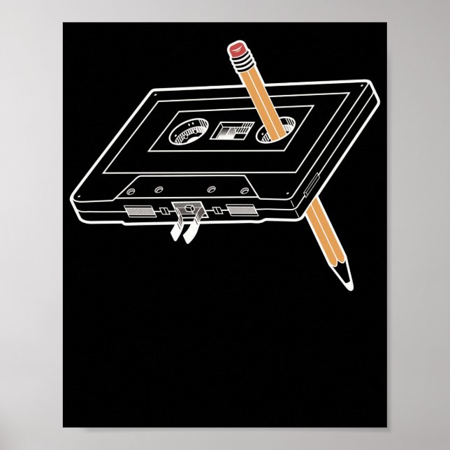 Affiche Humour Rewind Cassette Pencil 90s (Devant)