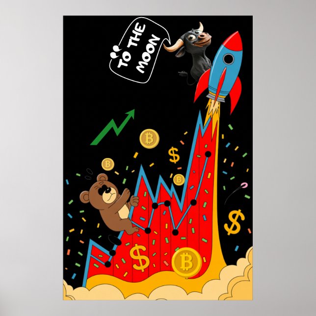 Affiche Humour sur la crypto et le marché boursier (Devant)