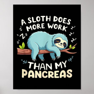 Affiche Humour T1D T2d A Sloth Fait Plus De Travail Que Mo