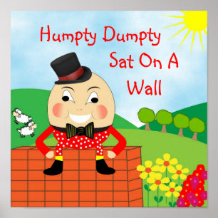 Affiche Humpty Doux Siège Sur Un Ryme De Pépinière Mur