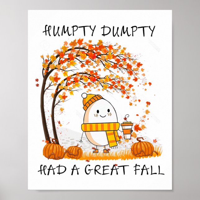 Affiche Humpty Dumpty Had A Great Fall Thanksgiving Autumn (Devant)