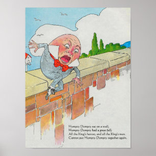 Affiche Humpty Dumpty sur le mur mère oie rime