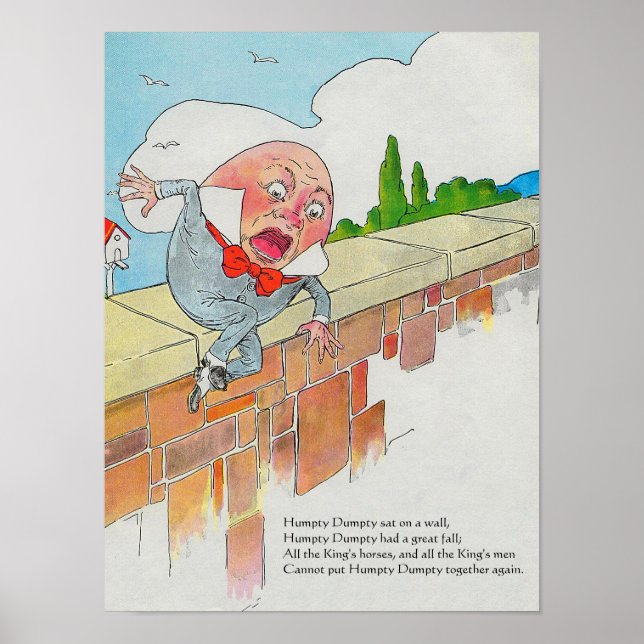 Affiche Humpty Dumpty sur le mur mère oie rime (Devant)