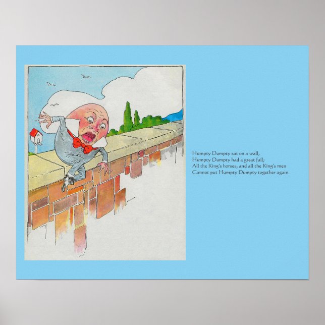 Affiche Humpty Dumpty sur le mur mère oie rime (Devant)