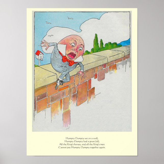 Affiche Humpty Dumpty sur le mur mère oie rime (Devant)
