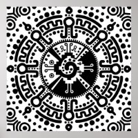 Hunab Ku symbole maya noir et blanc #3