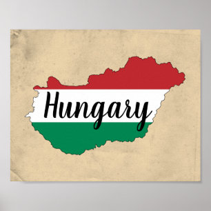 Affiche Hungary Flag Silhouette  
