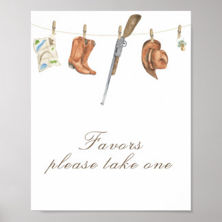Affiche Hunter baby shower - favors, please take one