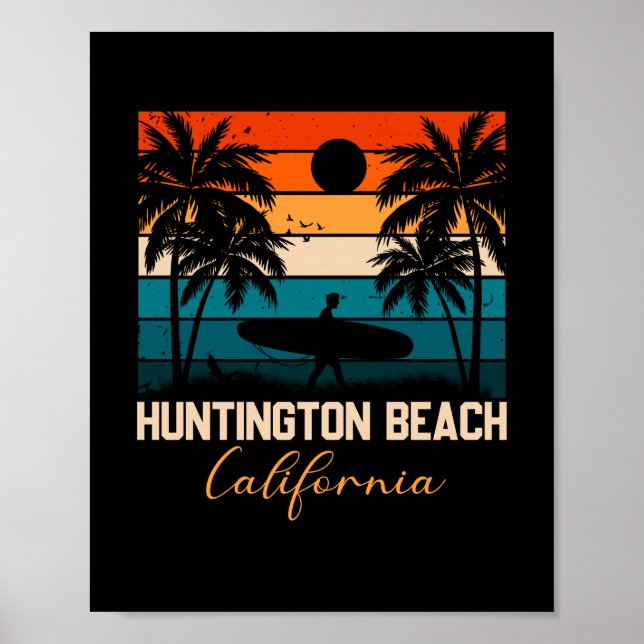 Affiche Huntington Beach California Palms Vacation (Devant)
