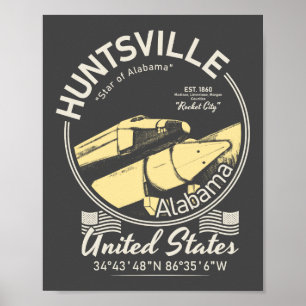 AFFICHE HUNTSVILLE CITY ALABAMA - ESPACE ROCKET