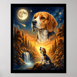 Affiche Hurlement à la lune mème animal chien beagle