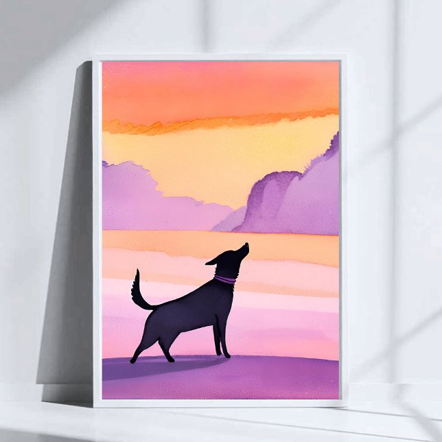 Affiche Hurlement de chien | Art de silhouette de chien no (Créateur téléchargé)