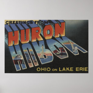 Affiche Huron, Ohio - le lac Érié - grandes scènes de