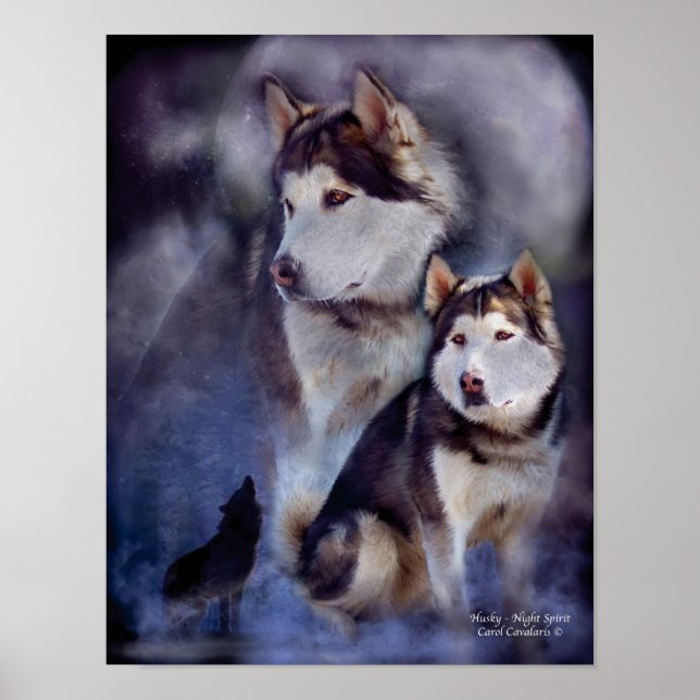 Affiche Husky - Night Spirit Art Poster/Imprimer (Devant)