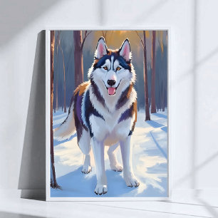 Affiche Husky Peinture de compagnie à l'aquarelle d'hive