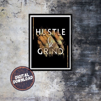 Affiche Hustel & Grind Motivational Inspiration Wall Art