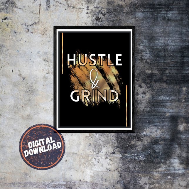 Affiche Hustel & Grind Motivational Inspiration Wall Art (Créateur téléchargé)