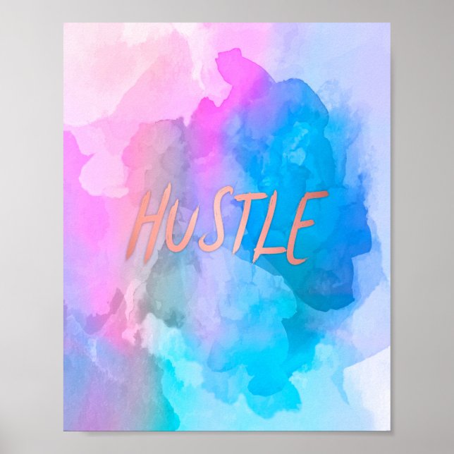 Affiche Hustère d'or Rose d'aquarelle Pastel (Devant)