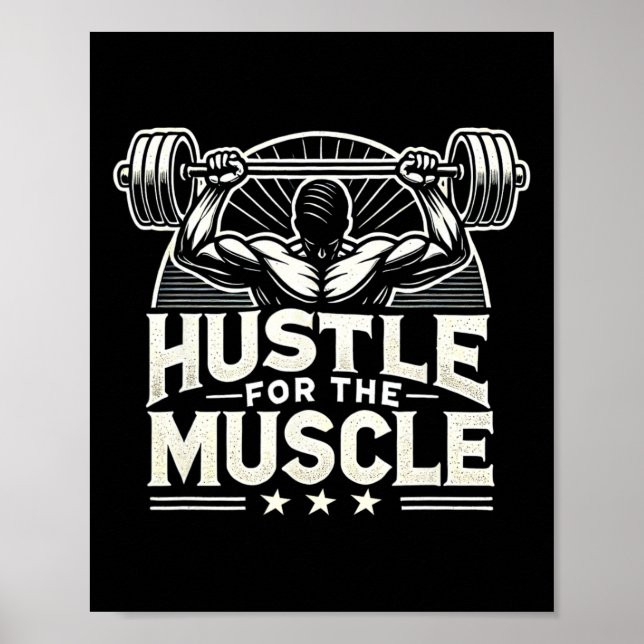 Affiche Hustle Pour Muscle Barbell Bodybuilding (Devant)