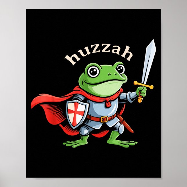 Affiche Huzzah Frog Knight Funny Sword Meme Quote Medieval (Devant)