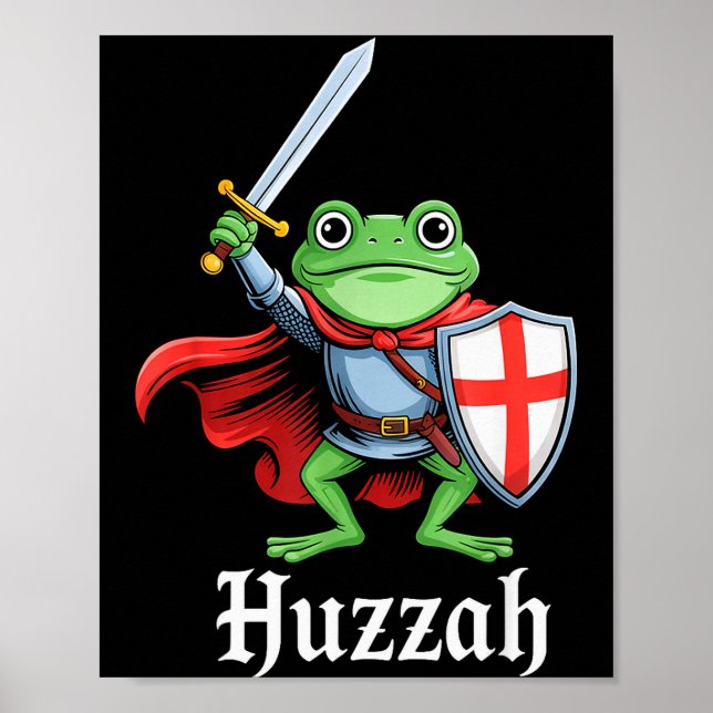 Affiche Huzzah Frog Knight Funny Sword Meme Quote Medieval (Devant)