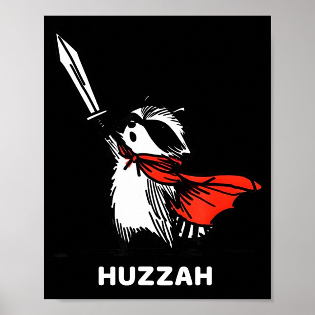 Affiche Huzzah Raccoon Knight Funny Sword Meme Quote  (Devant)