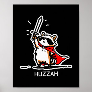 Affiche Huzzah Raton Chevalier Citation de Mème d'Épée Drô