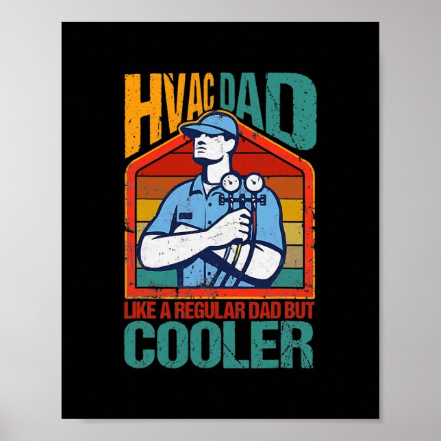 Affiche HVAC Papa Mais Glacière Drôle Technicien HVAC Père (Devant)