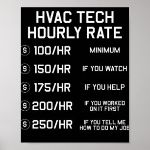 Affiche HVAC Tech Taux horaire T chemise