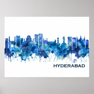 Affiche Hyderabad Telangana Skyline Blue