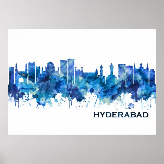 Affiche Hyderabad Telangana Skyline Blue (Devant)