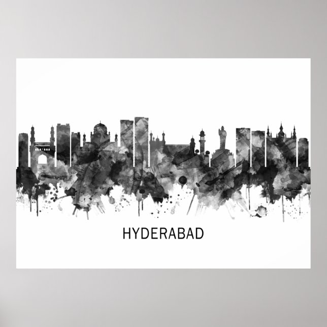 Affiche Hyderabad Telangana Skyline BW (Devant)